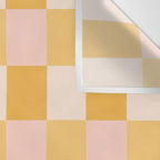 Yellow and peachy pink checks Wall Tapestry Gallery Image 3