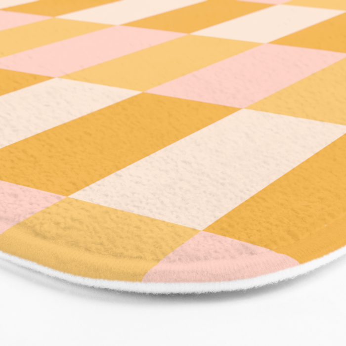 Yellow and peachy pink checks Bath Mat Gallery Image 3