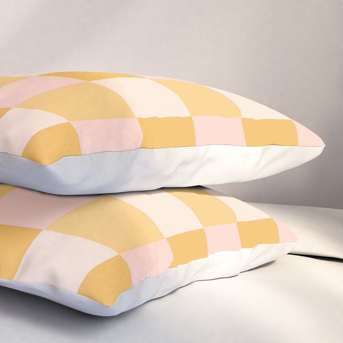 Yellow and peachy pink checks Pillow Sham Gallery Image 3