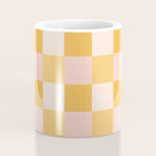 Yellow and peachy pink checks Coffee Mug Gallery Image 4