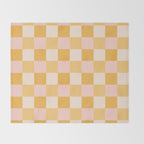 Yellow and peachy pink checks Throw Blanket Gallery Image 2
