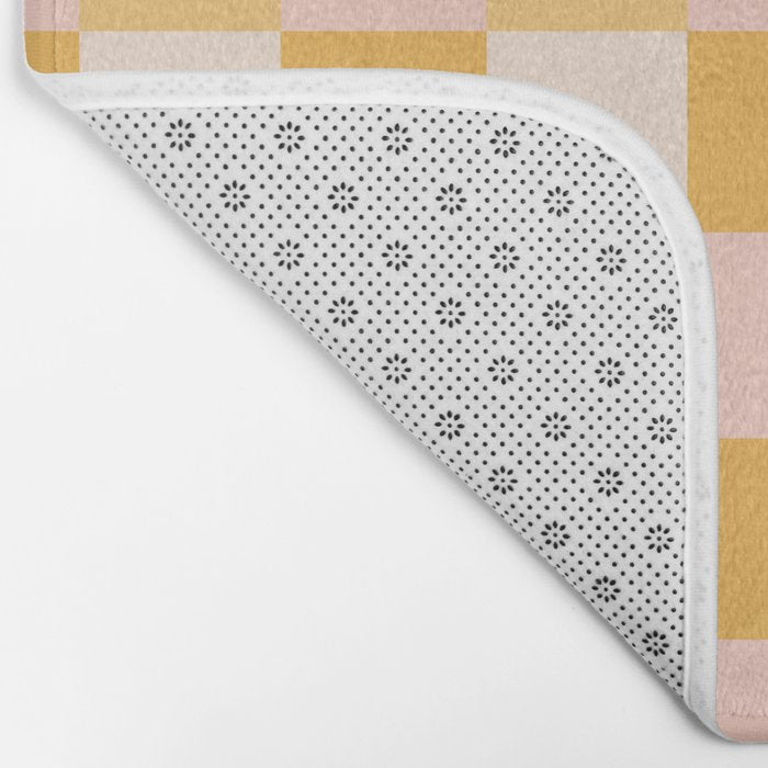 Yellow and peachy pink checks Bath Mat Gallery Image 2