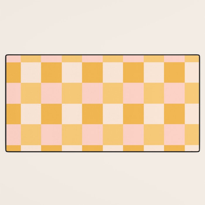 Yellow and peachy pink checks Desk Mat Gallery Image 3