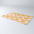Yellow and peachy pink checks Rug Gallery Image 3