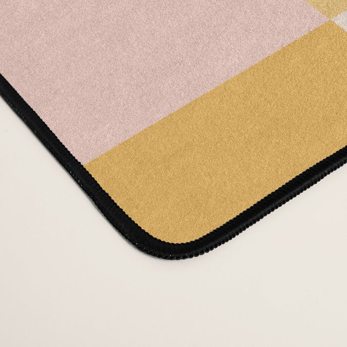 Yellow and peachy pink checks Desk Mat Gallery Image 4