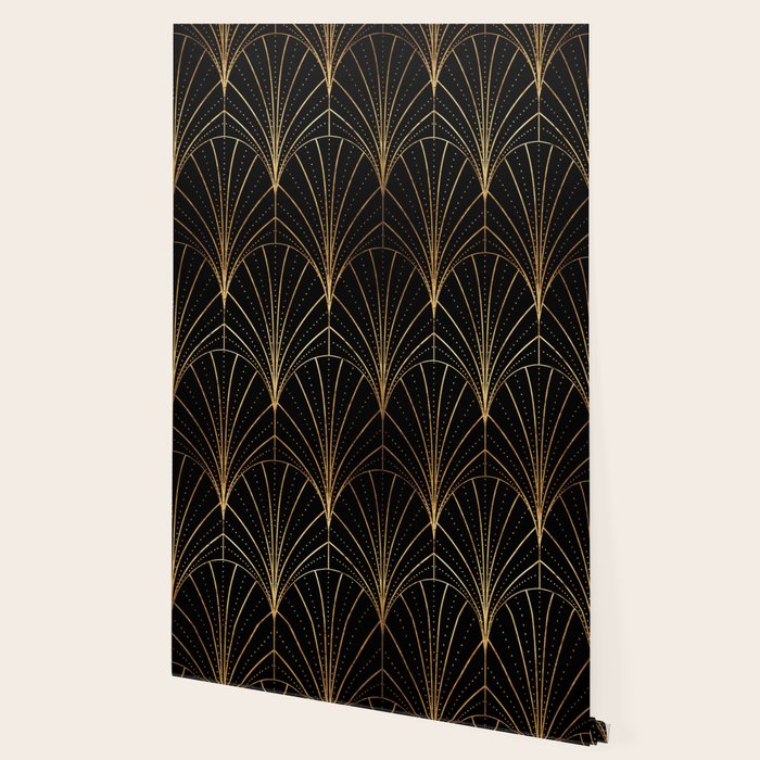 Art Deco Waterfalls // Black Luxe Wallpaper Gallery Image 2
