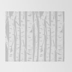 Woodcut Birches Grey Throw Blanket Gallery Image 2