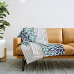 Floral Prints, Gray, Teal and Blue, Abstract Art Throw Blanket Gallery Image 1
