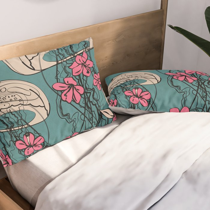Floral Jellyfishes 1 Pillow Sham Gallery Image 2