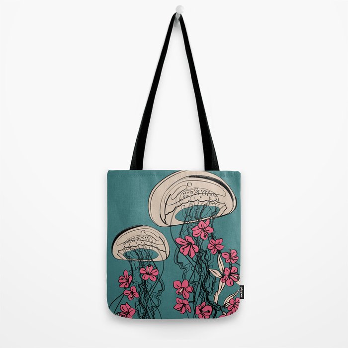 Floral Jellyfishes 1 Tote Bag Gallery Image 2