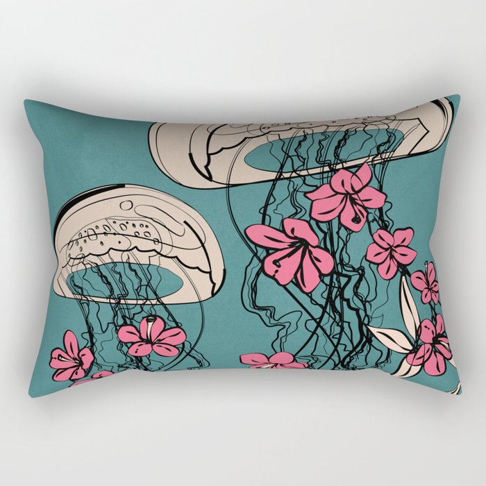 Floral Jellyfishes 1 Rectangular Pillow Gallery Image 1