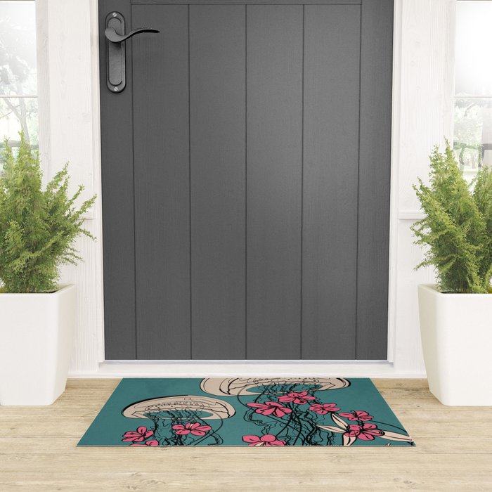 Floral Jellyfishes 1 Welcome Mat Gallery Image 3