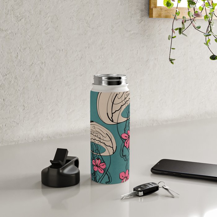 Floral Jellyfishes 1 Water Bottle Gallery Image 4