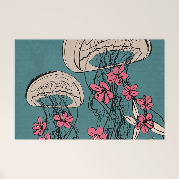 Floral Jellyfishes 1 Welcome Mat Gallery Image 1