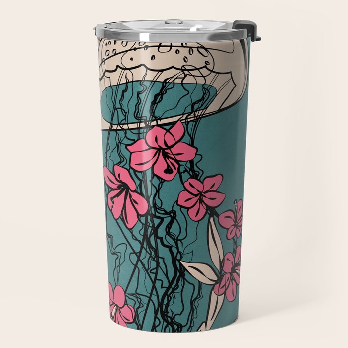 Floral Jellyfishes 1 Travel Mug Gallery Image 2