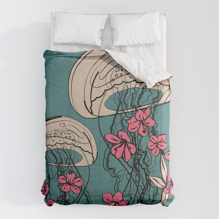 Floral Jellyfishes 1 Comforter Gallery Image 1