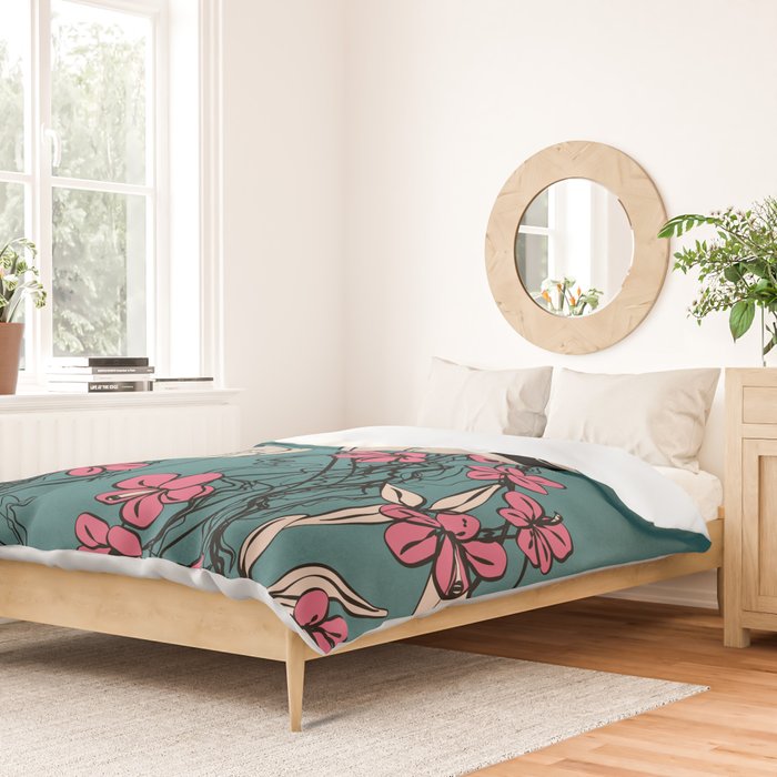 Floral Jellyfishes 1 Duvet Cover Gallery Image 2