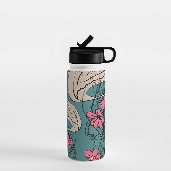 Floral Jellyfishes 1 Water Bottle Gallery Image 1