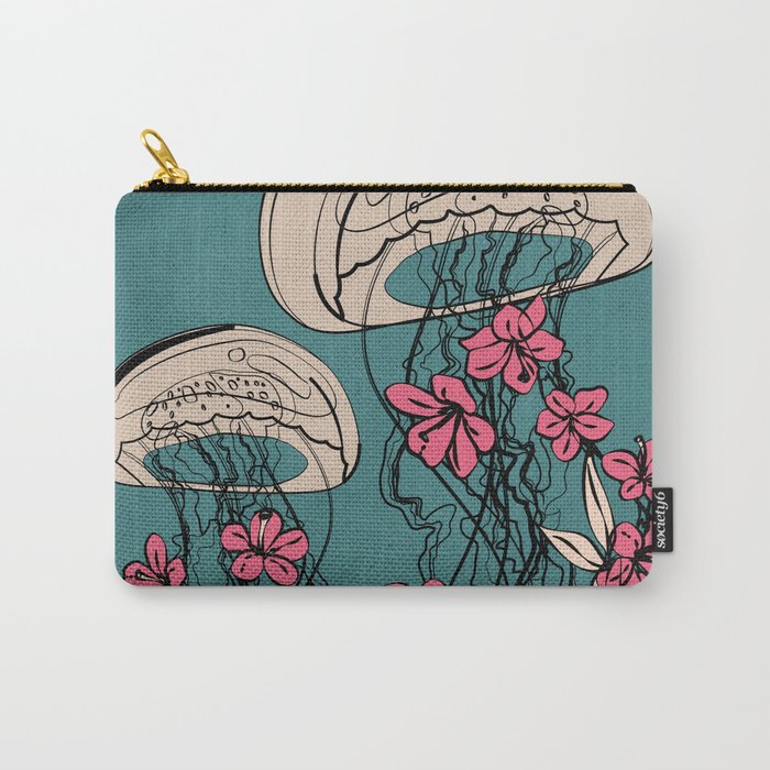 Floral Jellyfishes 1 Carry All Pouch Gallery Image 1