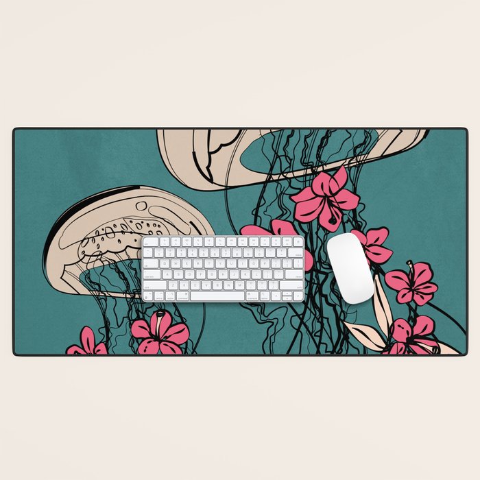 Floral Jellyfishes 1 Desk Mat Gallery Image 1