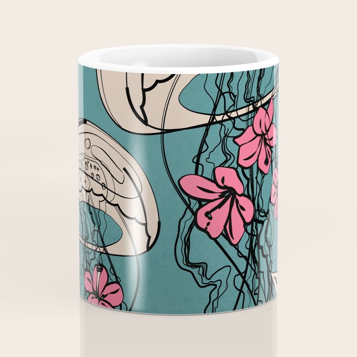 Floral Jellyfishes 1 Coffee Mug Gallery Image 4