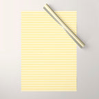 Fine Stripes Narrow Vertical Stripe Pattern in Butter Yellow and White Wrapping Paper Gallery Image 1
