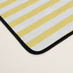 Fine Stripes Narrow Vertical Stripe Pattern in Butter Yellow and White Desk Mat Gallery Image 4