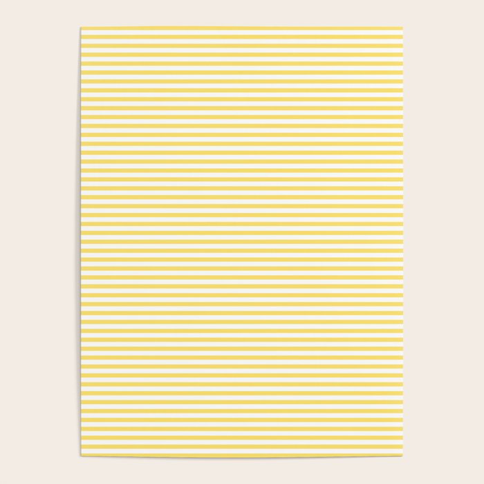Fine Stripes Narrow Vertical Stripe Pattern in Butter Yellow and White Poster Gallery Image 4