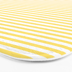Fine Stripes Narrow Vertical Stripe Pattern in Butter Yellow and White Bath Mat Gallery Image 3