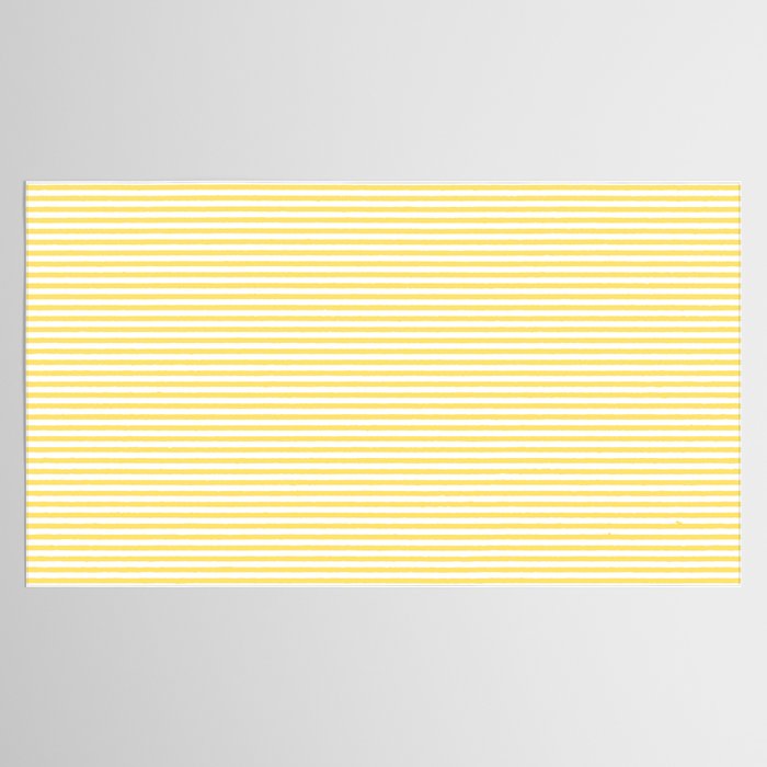 Fine Stripes Narrow Vertical Stripe Pattern in Butter Yellow and White Tablecloth Gallery Image 2