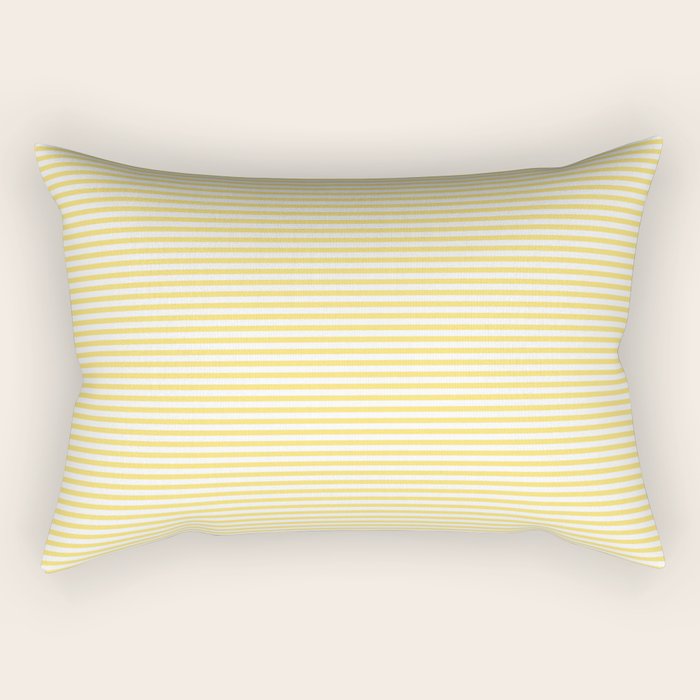Fine Stripes Narrow Vertical Stripe Pattern in Butter Yellow and White Rectangular Pillow Gallery Image 2