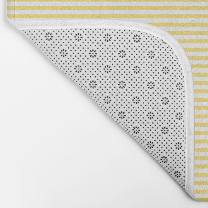 Fine Stripes Narrow Vertical Stripe Pattern in Butter Yellow and White Bath Mat Gallery Image 2