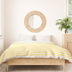 Fine Stripes Narrow Vertical Stripe Pattern in Butter Yellow and White Duvet Cover Gallery Image 3