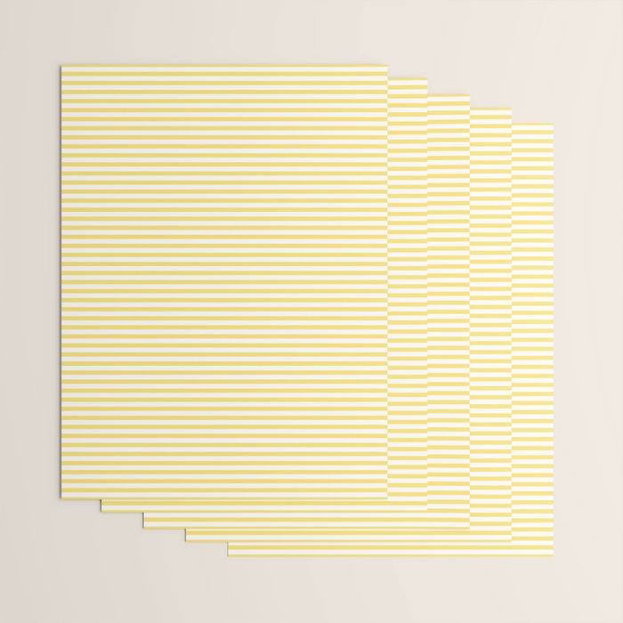 Fine Stripes Narrow Vertical Stripe Pattern in Butter Yellow and White Wrapping Paper Gallery Image 3