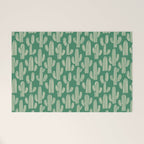 Retro green cactus plant pattern Welcome Mat Gallery Image 1