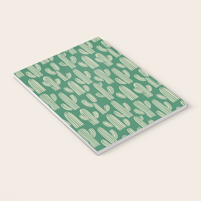 Retro green cactus plant pattern Notebook Gallery Image 3