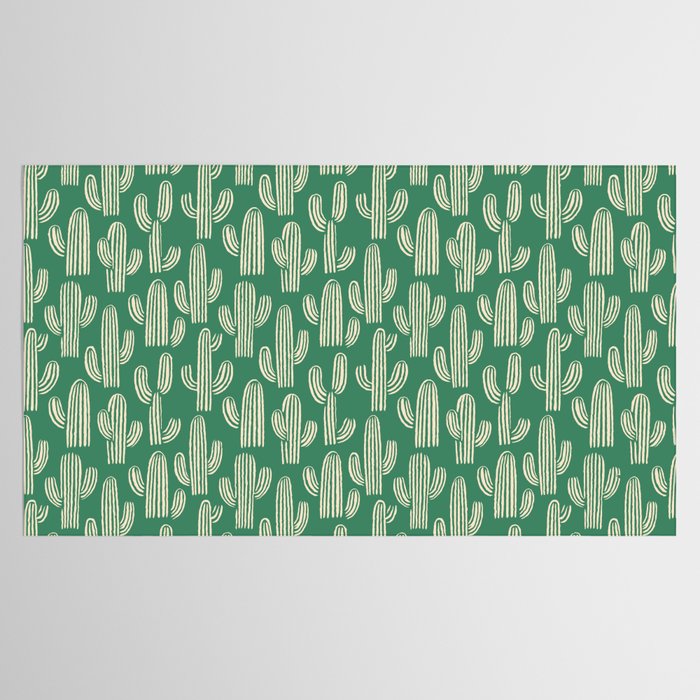 Retro green cactus plant pattern Tablecloth Gallery Image 2