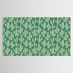 Retro green cactus plant pattern Tablecloth Gallery Image 2