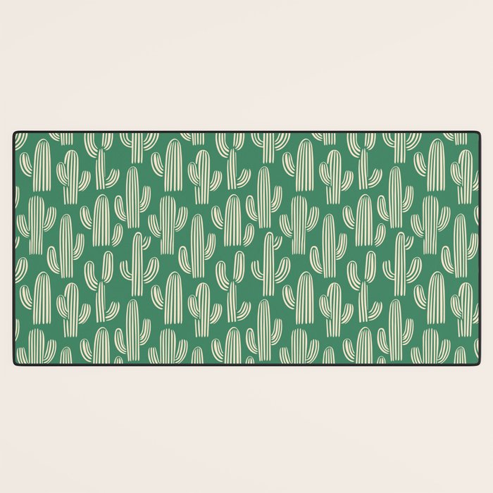 Retro green cactus plant pattern Desk Mat Gallery Image 3