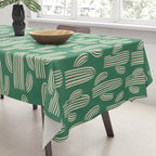 Retro green cactus plant pattern Tablecloth Gallery Image 3