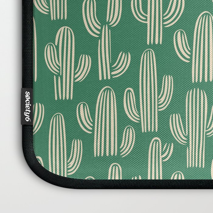 Retro green cactus plant pattern Laptop Sleeve Gallery Image 3