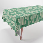 Retro green cactus plant pattern Tablecloth Gallery Image 1