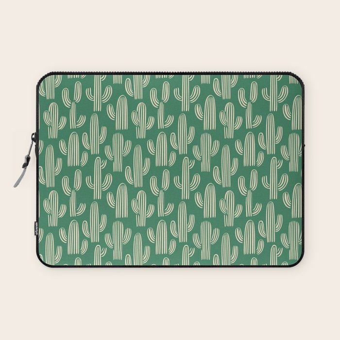 Retro green cactus plant pattern Laptop Sleeve Gallery Image 1