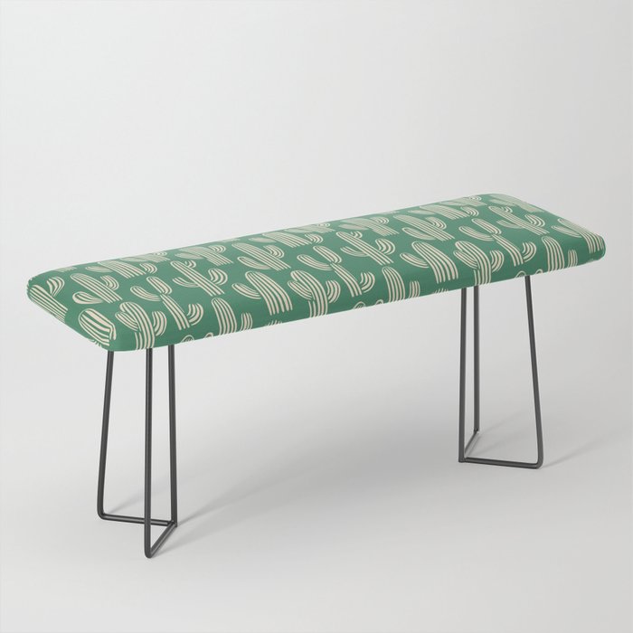 Retro green cactus plant pattern Bench Gallery Image 1