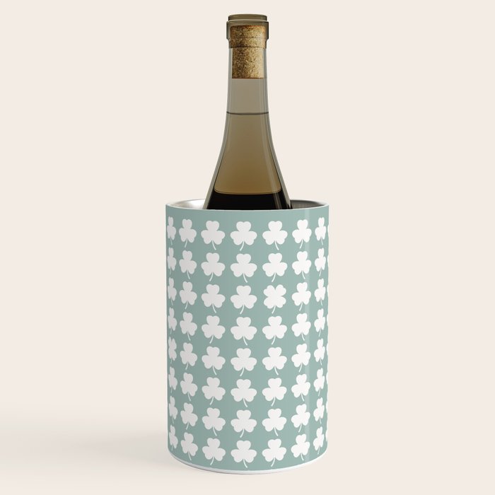 Clovers XXXI Sage Green Botanical Pattern Wine Chiller Gallery Image 3