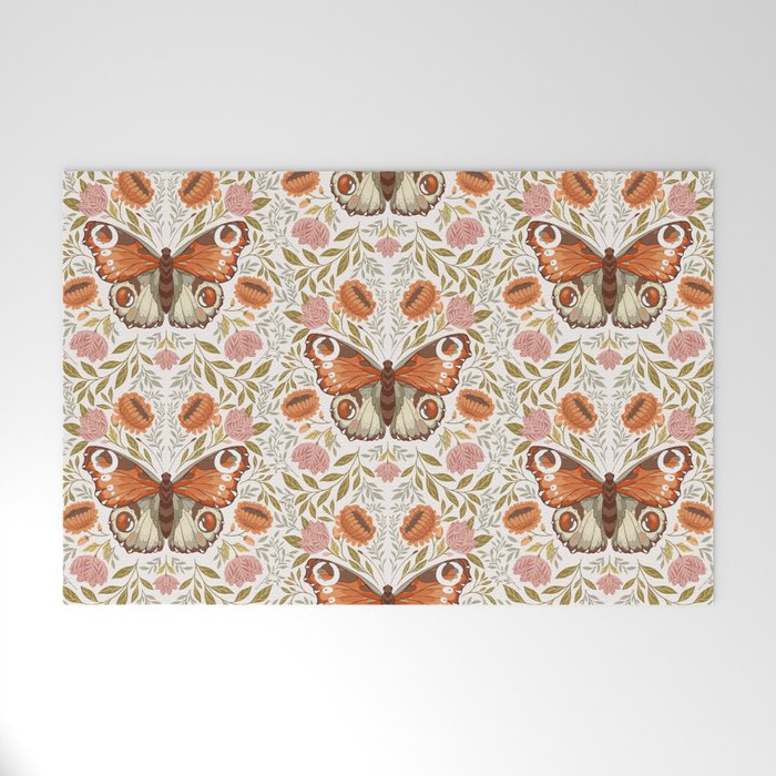 William Morris Inspired Monarch Butterfly Pattern Welcome Mat Gallery Image 1