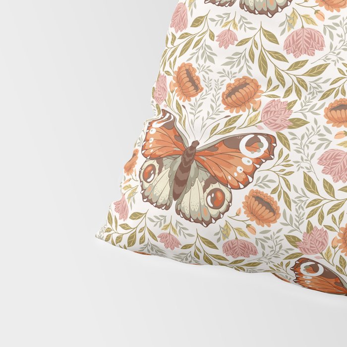 William Morris Inspired Monarch Butterfly Pattern Pillow Sham Gallery Image 4