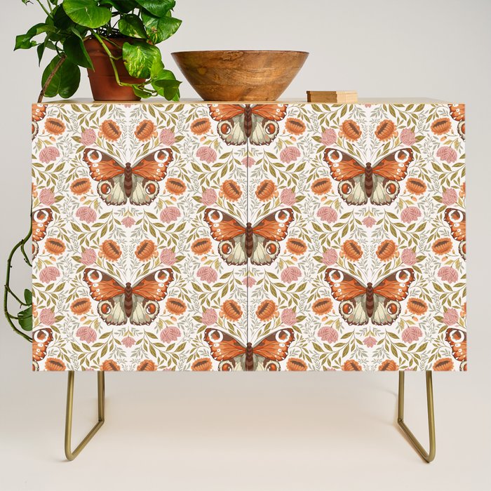 William Morris Inspired Monarch Butterfly Pattern Credenza Gallery Image 1