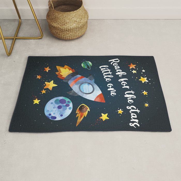 Space rocket with quote Rug Gallery Image 1
