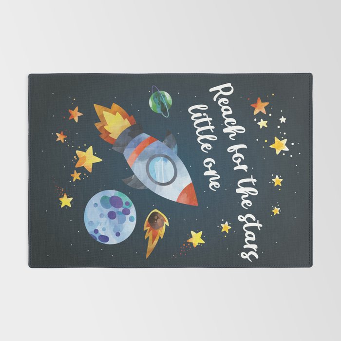 Space rocket with quote Rug Gallery Image 2